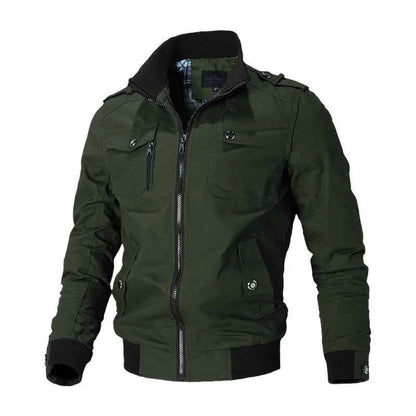 Mens Bomber Jacket Windbreaker Coat Stand Collar Slim Fit Solid Spring Autumn Casual Outerwear