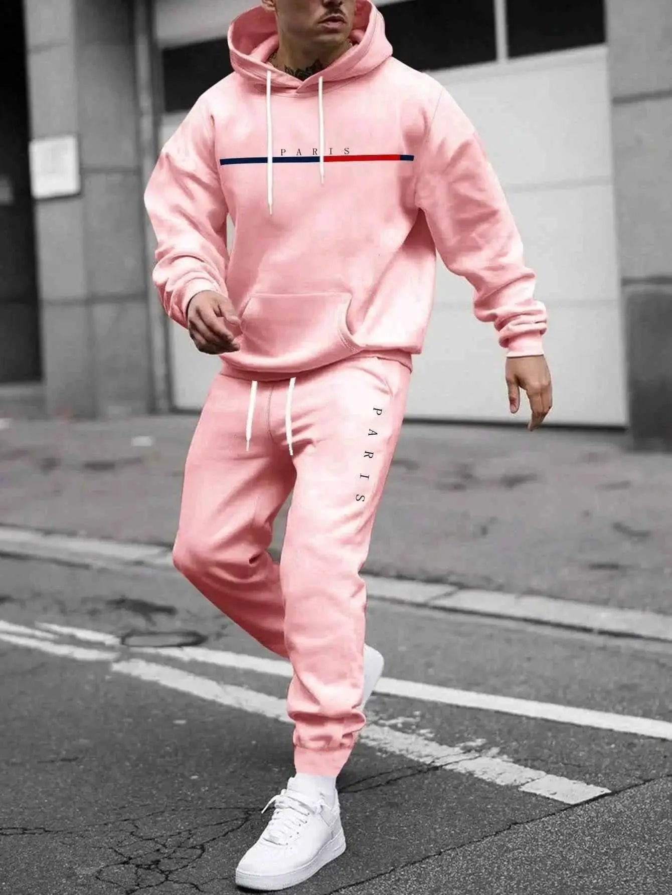 Autumn Winter Hooded Tracksuit Set For Men And Women With Drawstring Pullover Comfortable Casual Fashion Daily Wear