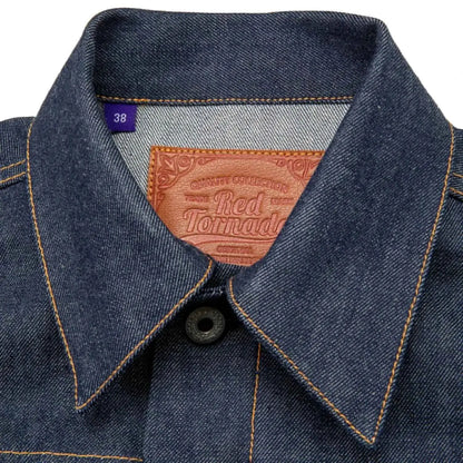 Red Tornado 506XX Type 1 Selvedge Denim Jean Jacket 14 Oz 100 Percent Cotton Hip Length Cinch Back Leather Neck Patch