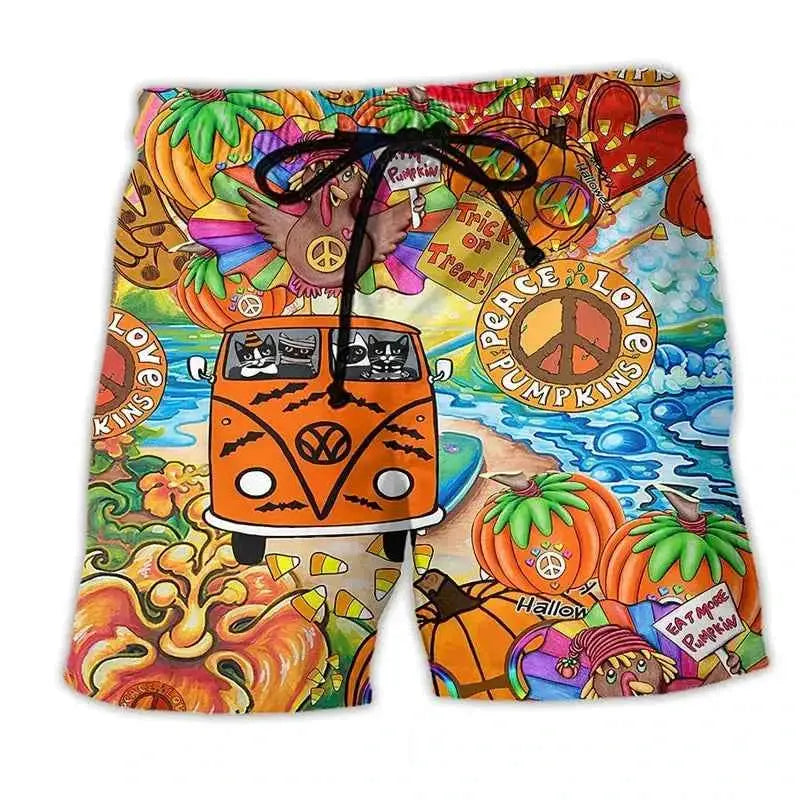 Colorful Graffiti 3D Printed Surfing Board Shorts For Men And Boys Cool Summer Beach Swim Trunks Street Style Hip Hop
