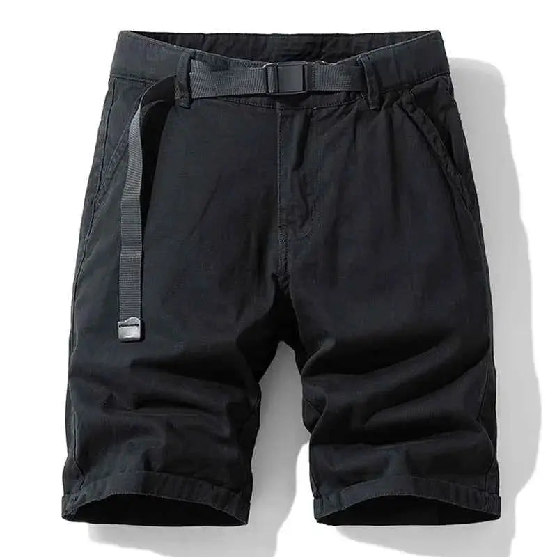 Mens Summer Solid Classic Cargo Shorts Cotton Jogger Bermuda Beach Vintage Twill