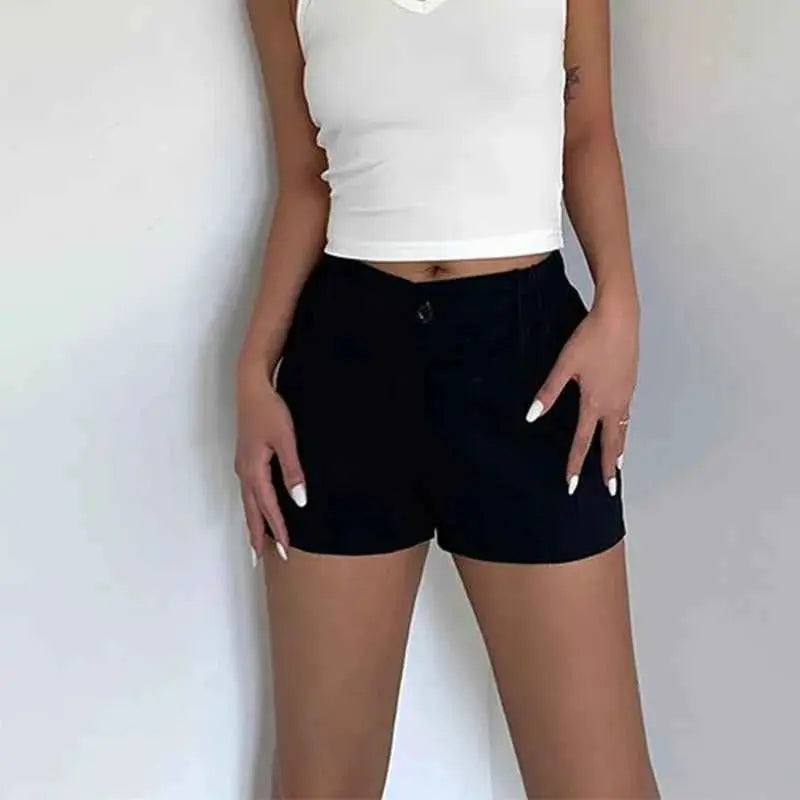 Y2K Cotton Cargo Shorts For Women High Waist Vintage Style With Pockets Summer Casual Streetwear All Match