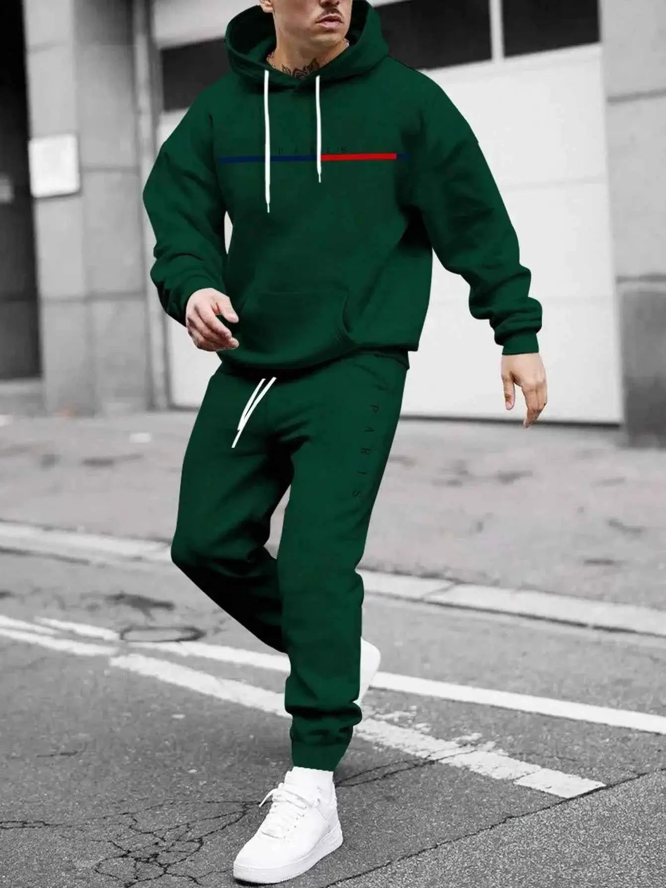 Autumn Winter Hooded Tracksuit Set For Men And Women With Drawstring Pullover Comfortable Casual Fashion Daily Wear