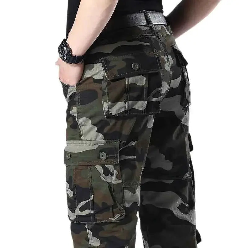 Men's Tactical Cargo Pants Camo Loose Fit Straight Leg Casual Sportswear Trousers