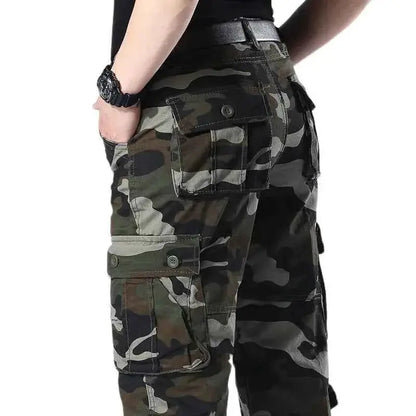 Men's Tactical Cargo Pants Camo Loose Fit Straight Leg Casual Sportswear Trousers