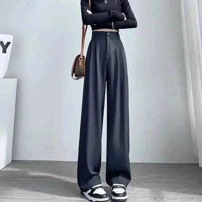 Women Wide Leg Straight Suit Pants For Office Wear Professional Trousers TeenStylo