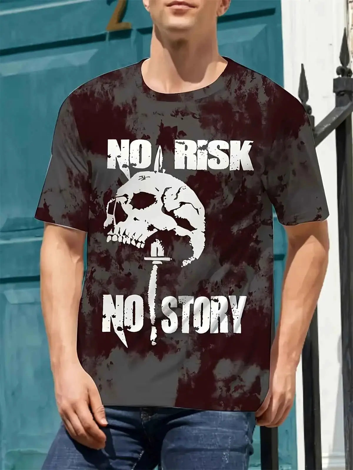 Mens Punk Skull 3D Print T Shirt Short Sleeve Graphic Tee For Summer Fashion Outdoor Streetwear