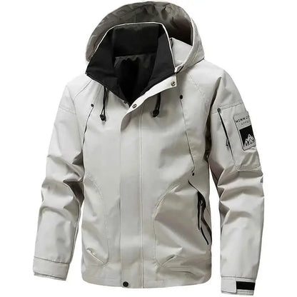 Waterproof Softshell Jacket For Men Hooded Zip Up Windbreaker Outdoor Coat Lightweight For Hiking And Camping