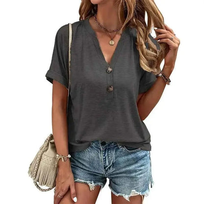 Solid Color Casual Loose T Shirt For Women 2025 Summer Vintage Oversized Short Sleeve Tee Streetwear Top