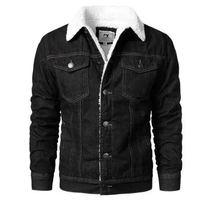 Men's Light Blue Denim Jacket Slim Casual Winter Jacket High Quality Thick Warm Sizes XS Through 6XL