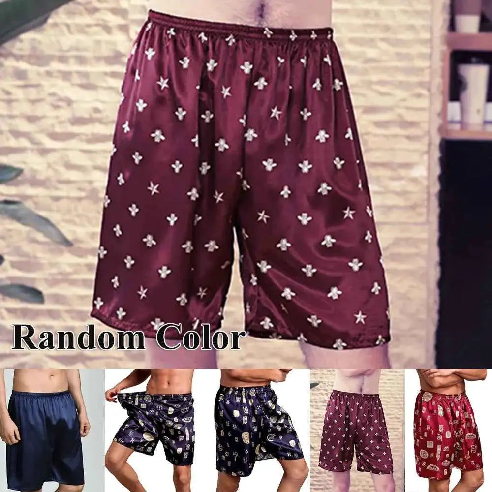Mens Silk Satin Pajama Pants Sleep Bottoms Nightwear Homewear Random Color One Piece