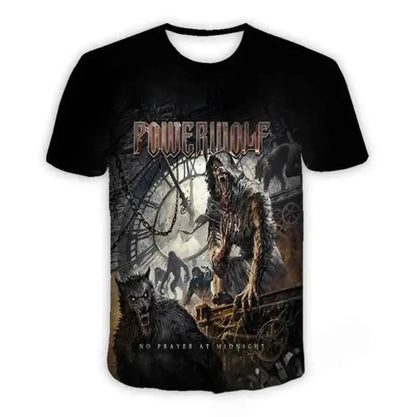 Powerwolf Metal Rock 3D Print T Shirt For Men And Women Hip Hop Style Oversized Short Sleeve Tee Streetwear Fashion