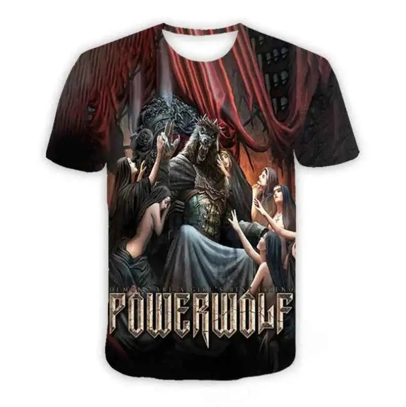 Powerwolf Metal Rock 3D Print T Shirt For Men And Women Hip Hop Style Oversized Short Sleeve Tee Streetwear Fashion