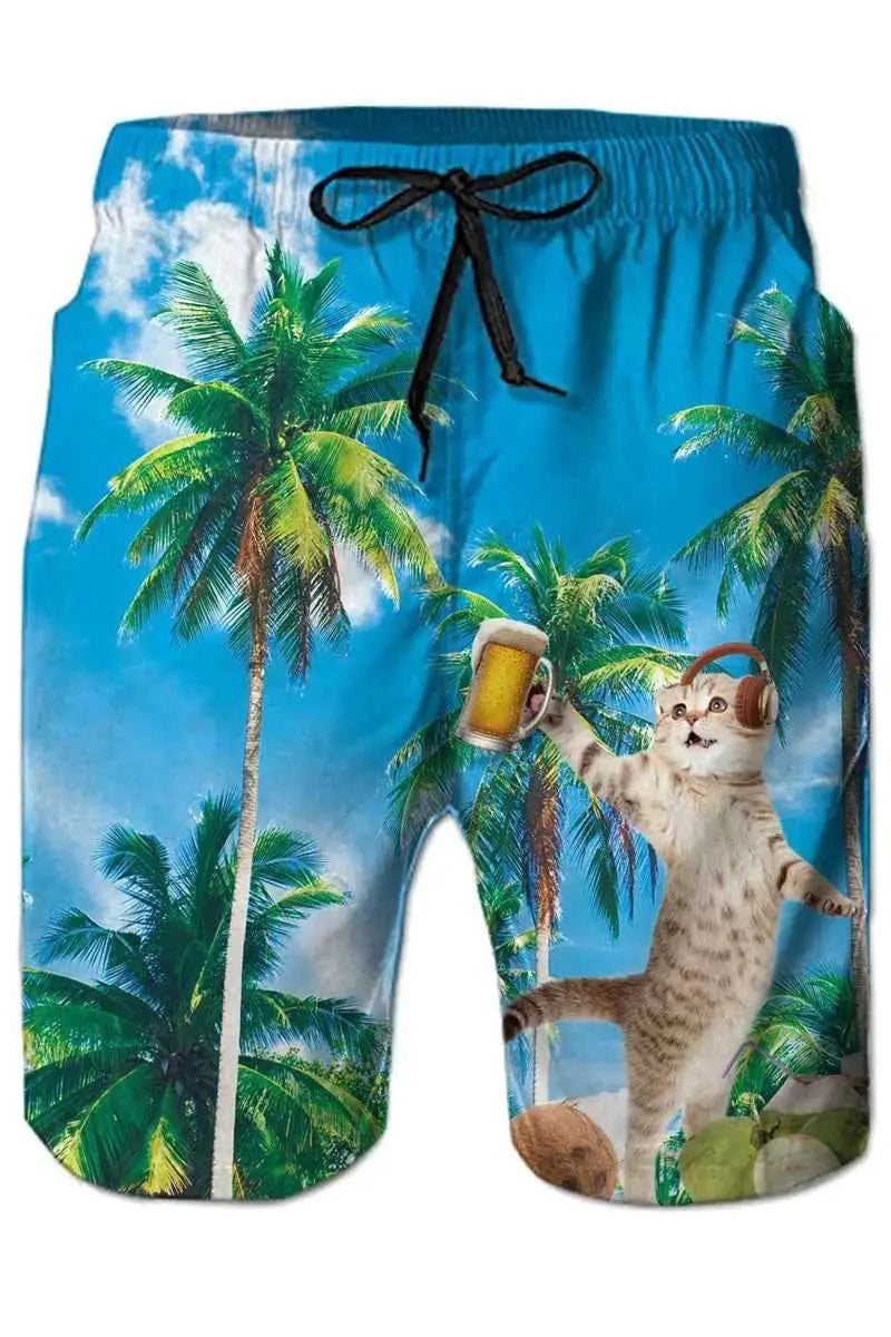 Funny Animal Dinosaur Beach Shorts For Men 3D Printed Surf Board Shorts Summer Hawaii Swim Trunks