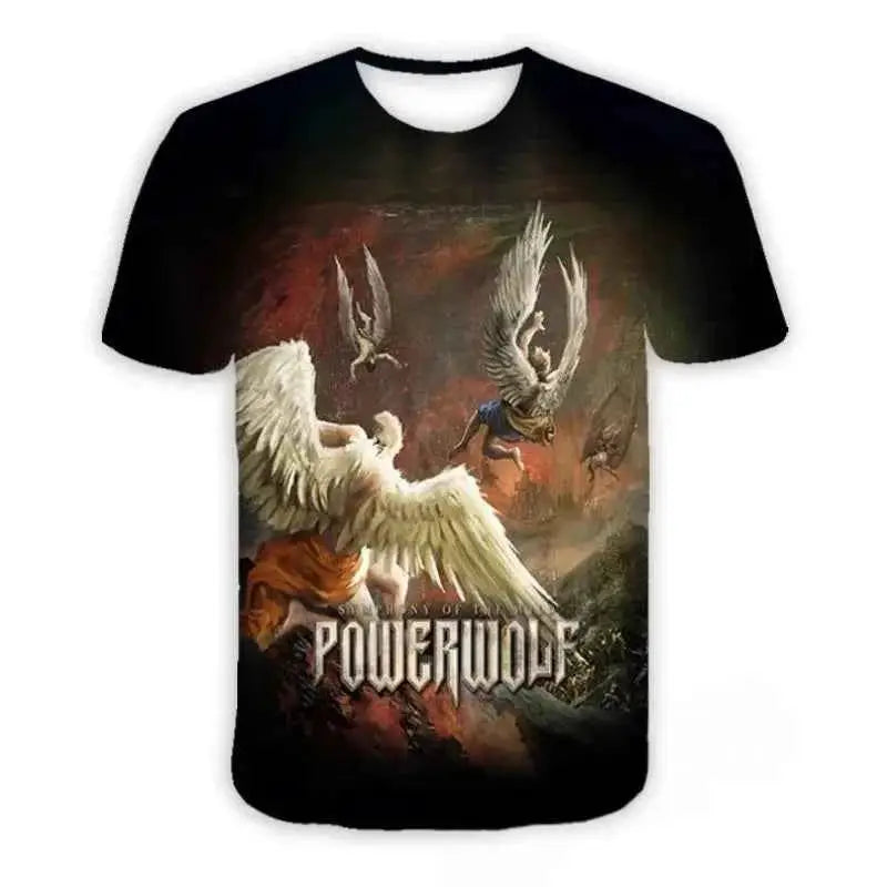 Powerwolf Metal Rock 3D Print T Shirt For Men And Women Hip Hop Style Oversized Short Sleeve Tee Streetwear Fashion