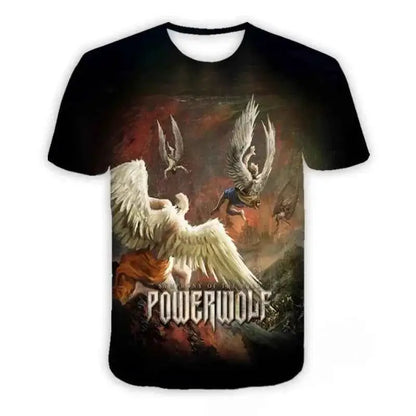 Powerwolf Metal Rock 3D Print T Shirt For Men And Women Hip Hop Style Oversized Short Sleeve Tee Streetwear Fashion
