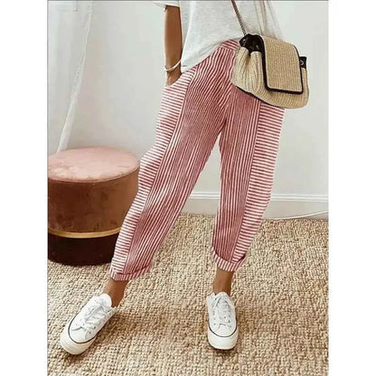 Women Vertical Stripe Loose Fit Pants Casual Wide Leg Trousers TeenStylo Boutique