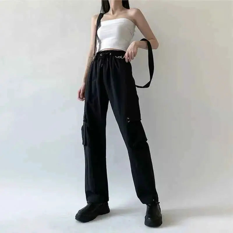 Cargo Pants Women Men 2023 Fashion Punk Jogger Trousers Harajuku Streetwear Ankle Length Oversized Harem Pants