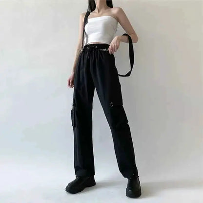 Cargo Pants Women Men 2023 Fashion Punk Jogger Trousers Harajuku Streetwear Ankle Length Oversized Harem Pants