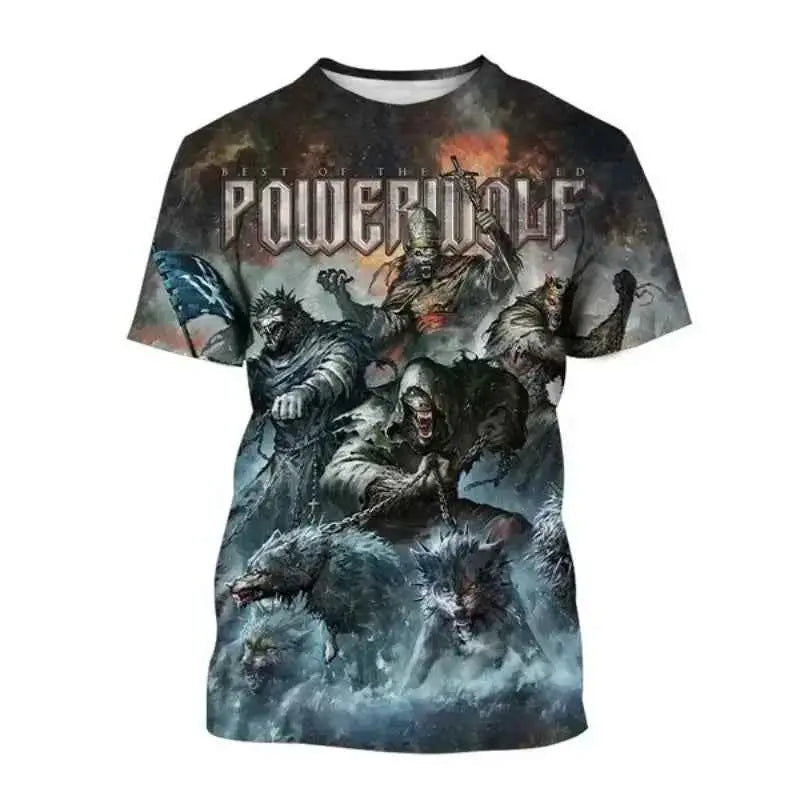 Powerwolf Metal Rock 3D Print T Shirt For Men And Women Hip Hop Style Oversized Short Sleeve Tee Streetwear Fashion
