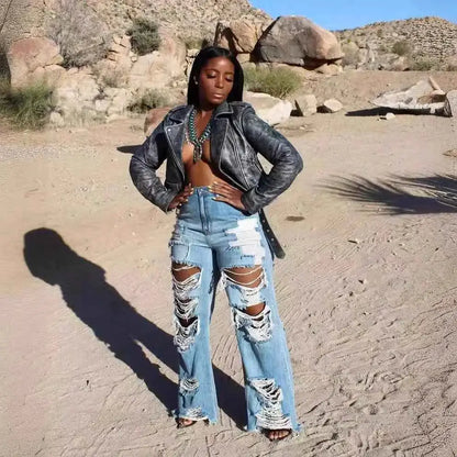 Women's Jeans Long Pants With Elegant Splice Detail For Modern Chic Look TeenStylo