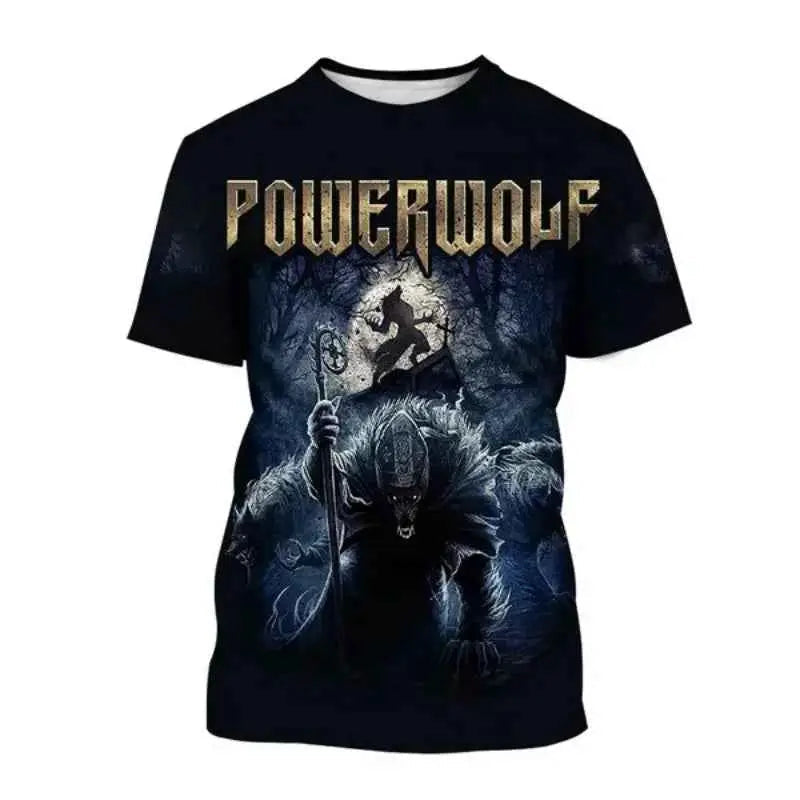 Powerwolf Metal Rock 3D Print T Shirt For Men And Women Hip Hop Style Oversized Short Sleeve Tee Streetwear Fashion
