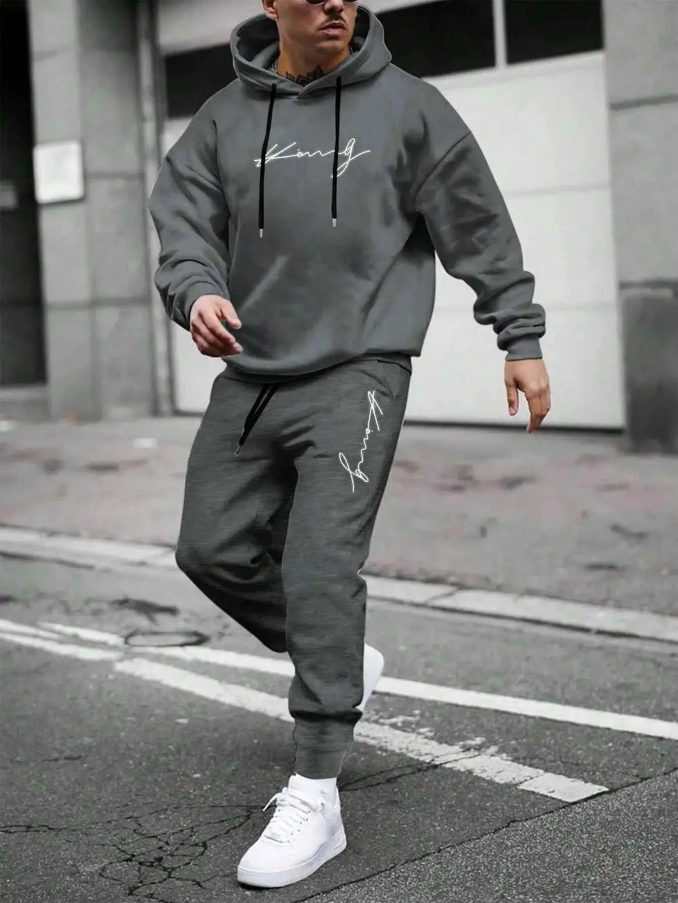 Autumn Winter Hooded Tracksuit Set For Men And Women With Drawstring Pullover Comfortable Casual Fashion Daily Wear