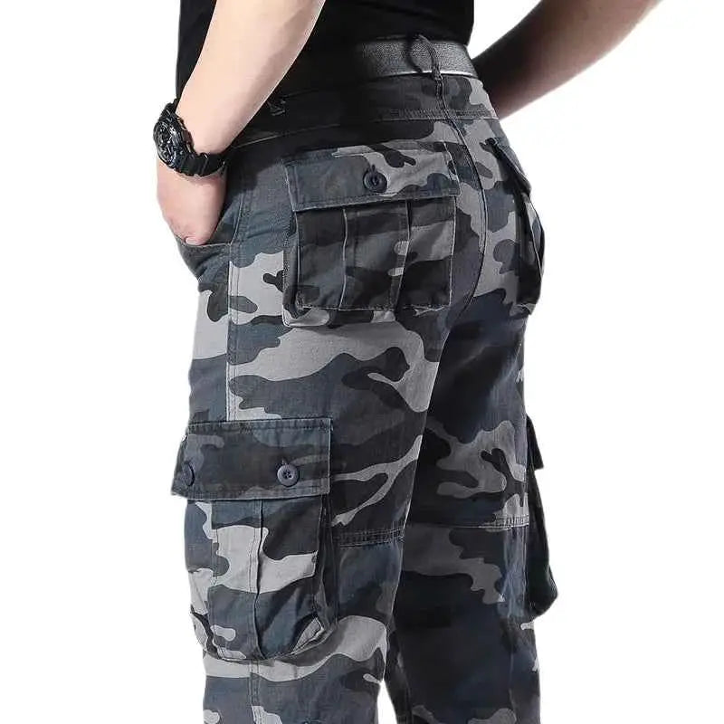 Men's Tactical Cargo Pants Camo Loose Fit Straight Leg Casual Sportswear Trousers