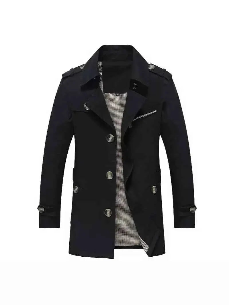 Men's Pure Cotton Windbreaker Long Jacket For Business Casual Streetwear 2025 Spring Summer Autumn Winter