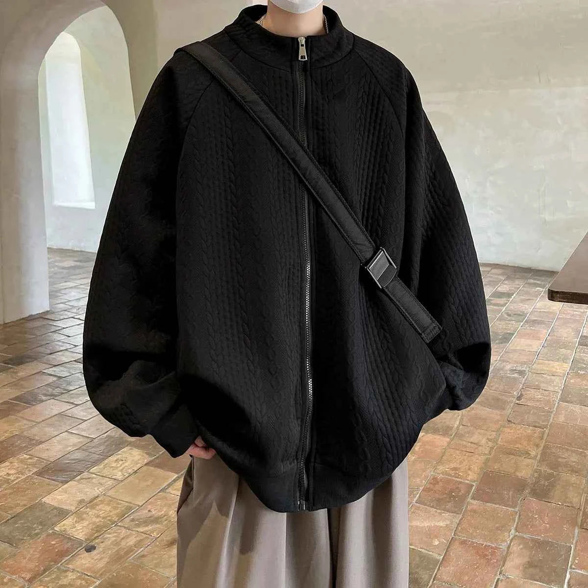 Mens Hooded Jacket Bomber Windbreaker Zipper Coat For Spring And Autumn Loose Cargo Casual Sportswear