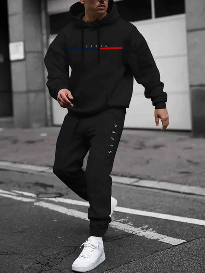 Autumn Winter Hooded Tracksuit Set For Men And Women With Drawstring Pullover Comfortable Casual Fashion Daily Wear