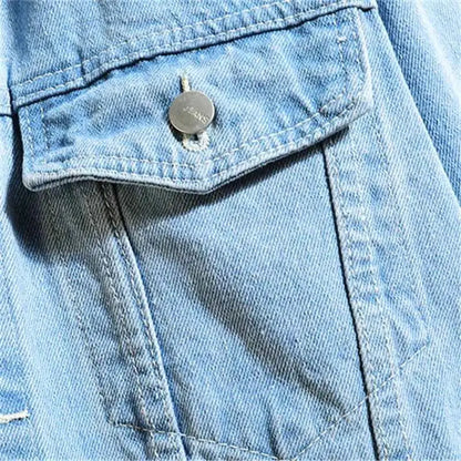 2026 New Mens Denim Jacket Hooded Loose Fit Cotton Outerwear Coat Solid Denim For Casual Streetwear Plus Size 5XL