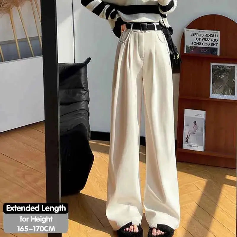 Corduroy High Waist Wide Leg Pants for Women Autumn Winter Casual Trousers Straight Leg New
