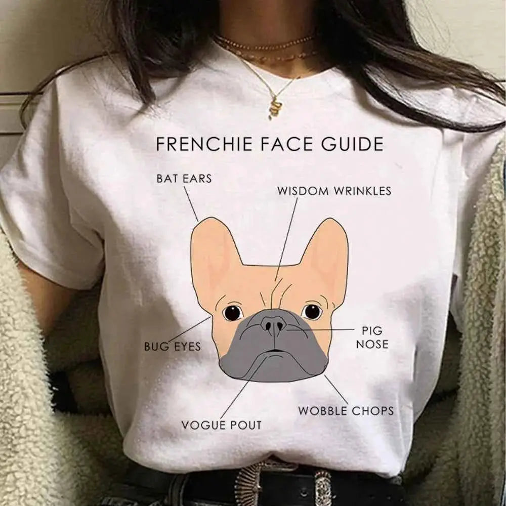 French Bulldog Graphic Tee For Women Japanese Inspired Cute Kawaii Style Graphic Shirt For Girls