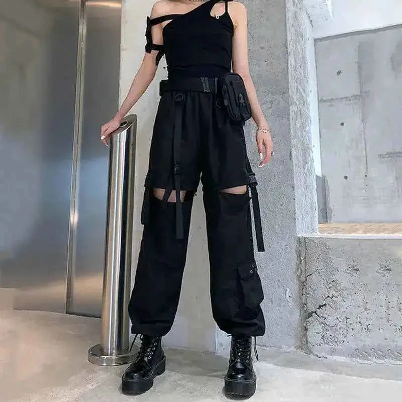 Cargo Pants Women Men 2023 Fashion Punk Jogger Trousers Harajuku Streetwear Ankle Length Oversized Harem Pants
