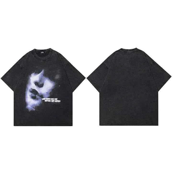 2025 Hip Hop Streetwear Retro Washed Black T Shirt Graphic Cotton Vintage Harajuku Tee Unisex Y2K