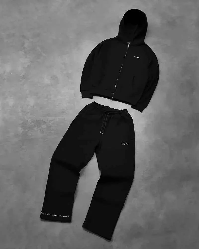 Y2K Men's Street Retro Gothic Tracksuit Set With Personality Pattern Embroidery Harajuku Hip Hop Style Oversized