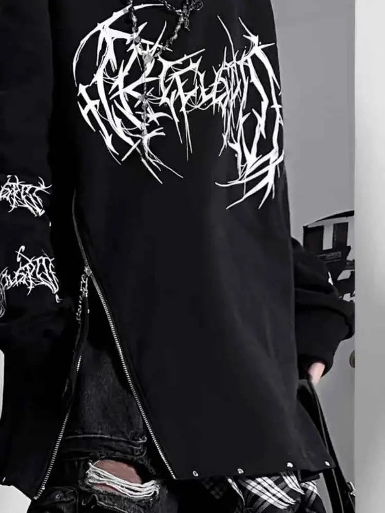 Vintage Black Printing Punk T Shirt For Women TeenStylo Short Sleeve Tee Casual Everyday Wear