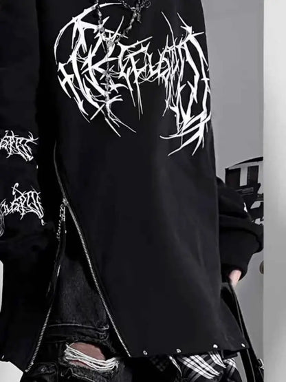 Vintage Black Printing Punk T Shirt For Women TeenStylo Short Sleeve Tee Casual Everyday Wear