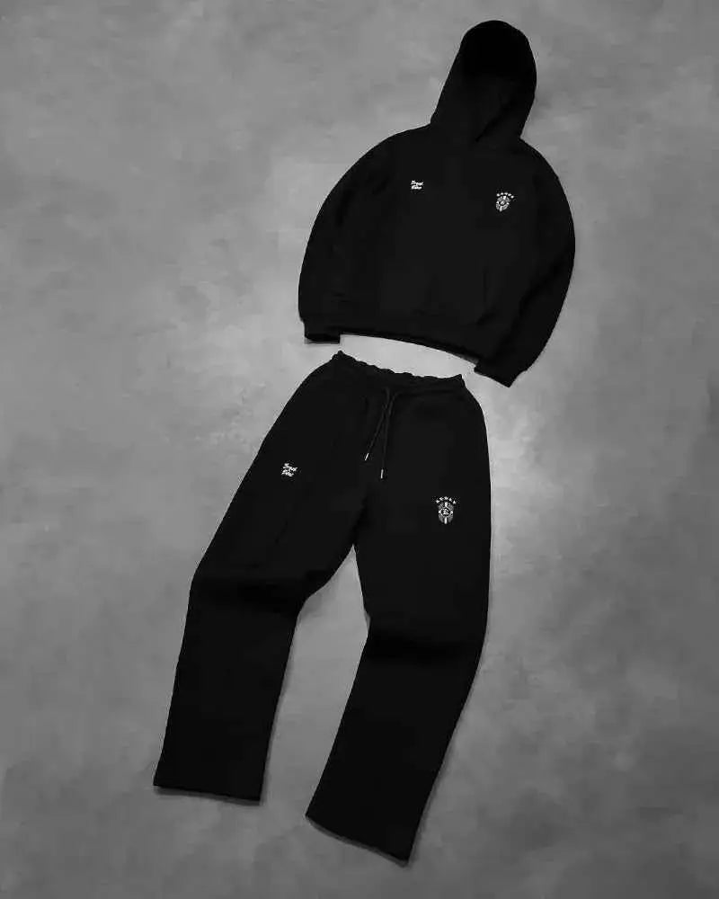Y2K Men's Street Retro Gothic Tracksuit Set With Personality Pattern Embroidery Harajuku Hip Hop Style Oversized