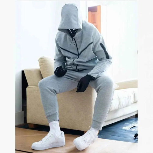 2024 Men Tracksuit 2 Piece Set Black Sportswear Jogging Suit Techwear Polyester Designer Style New Brand