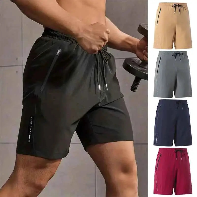 Men's Summer Gym Shorts Quick Dry Breathable Drawstring Waist For Running And Cycling Reflective