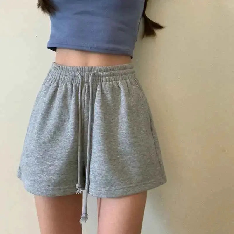 Women Shorts Solid Cozy Casual Loose Fit Breathable Streetwear Wide Leg Bottoms For Summer Teens