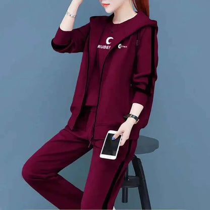 Spring Autumn Women Tracksuit 3 Piece Set Coats Sweatshirts Pants Loose Fit Casual Sportswear Outfit