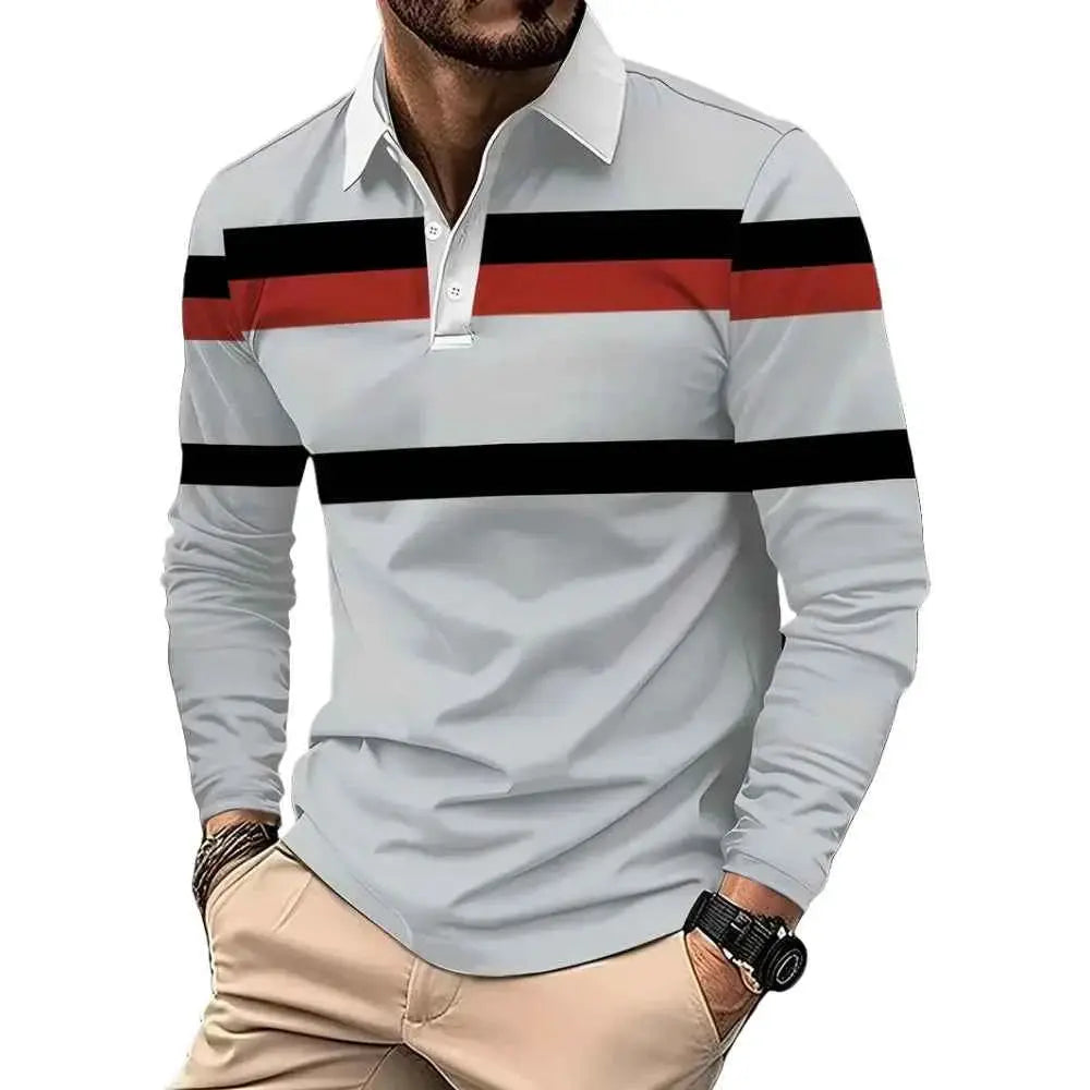 Vintage Stripe Print Mens Polo Shirts Classic Casual Wear For All Day Comfort By TeenStylo