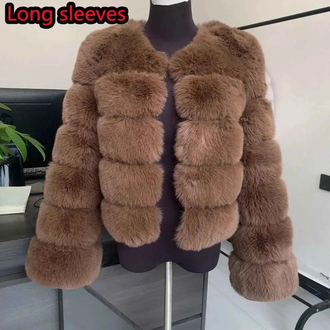 TeenStylo Winter Faux Fur Coat For Teens Long Sleeve Warm Outerwear With Plush Lining And Cozy Fit