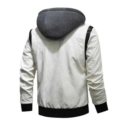 Autumn Winter Bomber Leather Jacket Men Hooded PU Leather Motorcycle Scorpion Embroidery Drive Inspired by Ryan Gosling