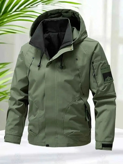 Waterproof Softshell Jacket For Men Hooded Zip Up Windbreaker Outdoor Coat Lightweight For Hiking And Camping