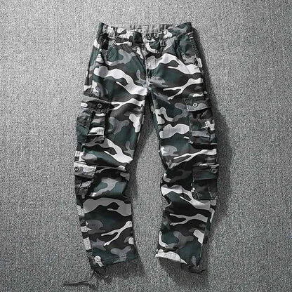 Men's Tactical Cargo Pants Camo Loose Fit Straight Leg Casual Sportswear Trousers