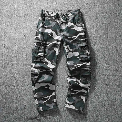 Men's Tactical Cargo Pants Camo Loose Fit Straight Leg Casual Sportswear Trousers